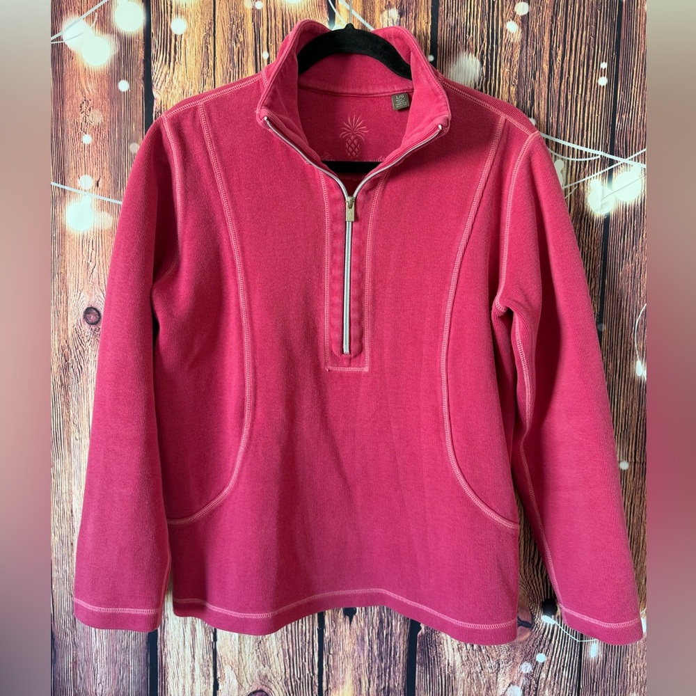 Tommy Bahama Women's Aruba Half-Zip Pineapple Logo Pullover Sweatshirt Size L